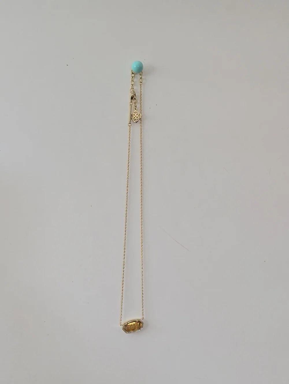 Gold Pendant Necklace with Yellow Stone - Women Jewelry